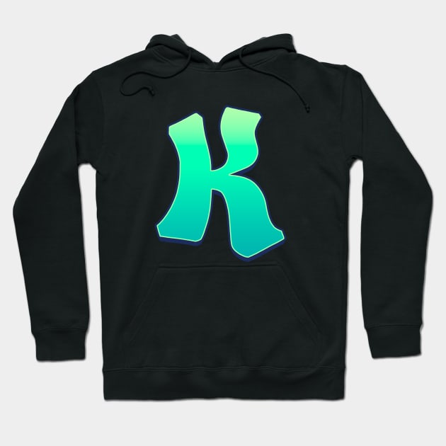 Letter K - Green fade Hoodie by dmitri-art